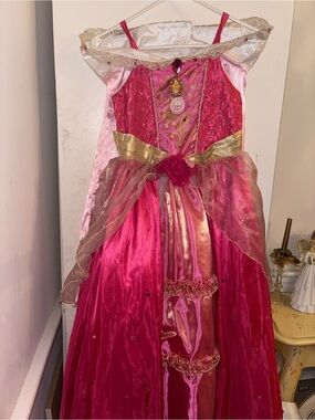 Girls' Sleeping Beauty Princess Costume Dress with Gold Accents